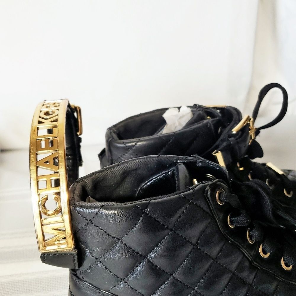 Michael Kors Black & Gold Leather Uppers - Picture 3 of 6